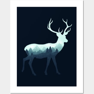 Dramabite Deer Stag Elk Double Exposure Surreal Wildlife Animal Posters and Art